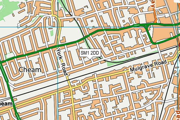 SM1 2DD map - OS VectorMap District (Ordnance Survey)