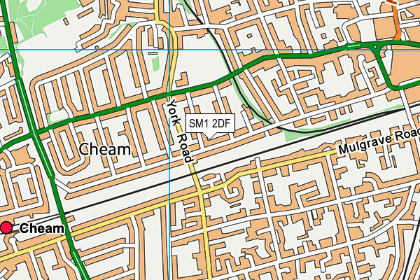 SM1 2DF map - OS VectorMap District (Ordnance Survey)