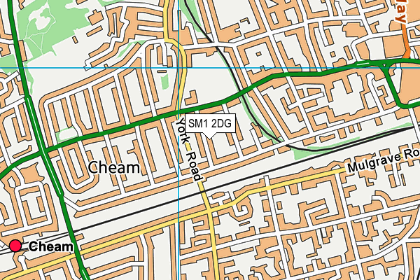 SM1 2DG map - OS VectorMap District (Ordnance Survey)