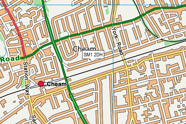 SM1 2DH map - OS VectorMap District (Ordnance Survey)