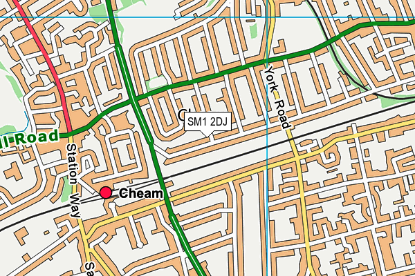 SM1 2DJ map - OS VectorMap District (Ordnance Survey)