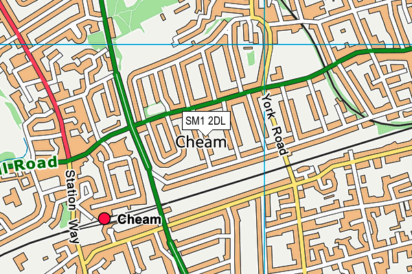 SM1 2DL map - OS VectorMap District (Ordnance Survey)