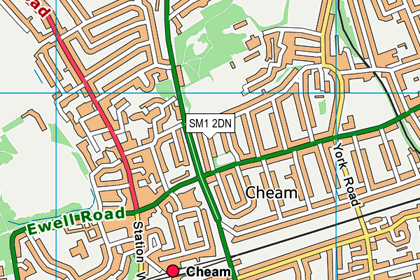 SM1 2DN map - OS VectorMap District (Ordnance Survey)