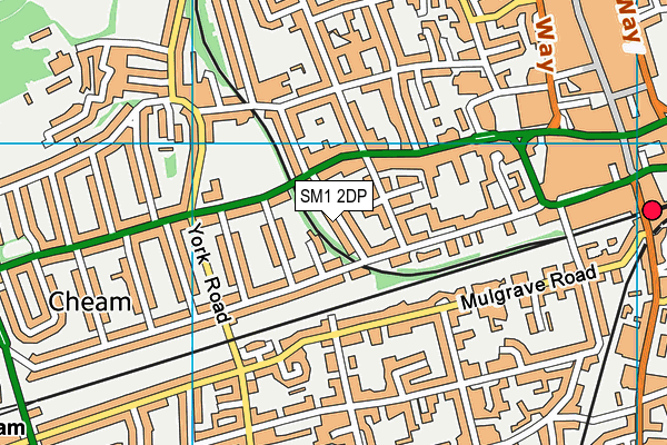 SM1 2DP map - OS VectorMap District (Ordnance Survey)