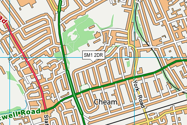 SM1 2DR map - OS VectorMap District (Ordnance Survey)