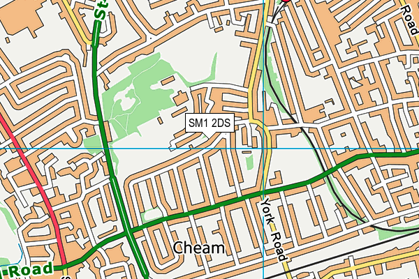 SM1 2DS map - OS VectorMap District (Ordnance Survey)