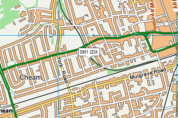 SM1 2DX map - OS VectorMap District (Ordnance Survey)
