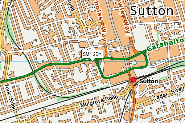 SM1 2DY map - OS VectorMap District (Ordnance Survey)