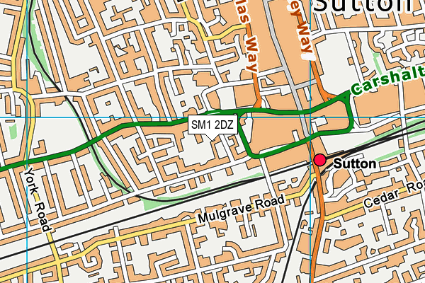 SM1 2DZ map - OS VectorMap District (Ordnance Survey)