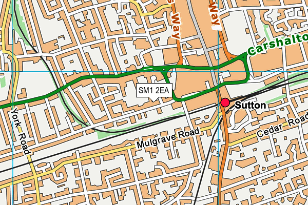 SM1 2EA map - OS VectorMap District (Ordnance Survey)