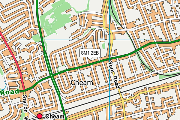 SM1 2EB map - OS VectorMap District (Ordnance Survey)