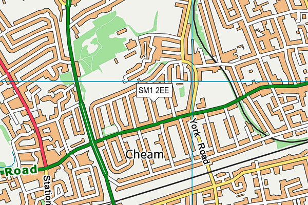 SM1 2EE map - OS VectorMap District (Ordnance Survey)