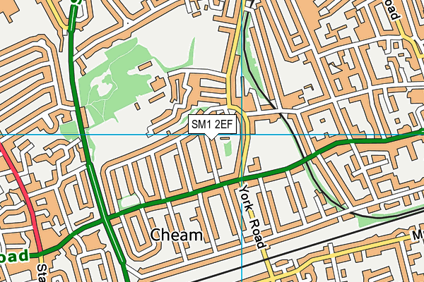 SM1 2EF map - OS VectorMap District (Ordnance Survey)