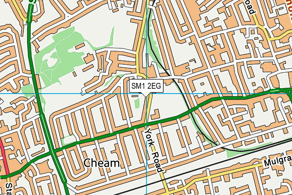 SM1 2EG map - OS VectorMap District (Ordnance Survey)