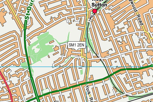 SM1 2EN map - OS VectorMap District (Ordnance Survey)