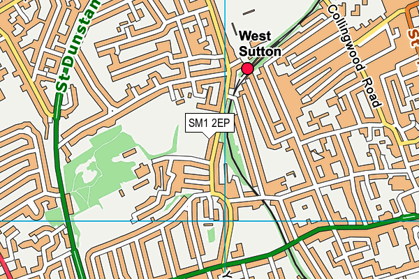 SM1 2EP map - OS VectorMap District (Ordnance Survey)