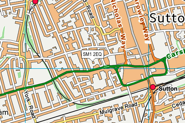 SM1 2EQ map - OS VectorMap District (Ordnance Survey)