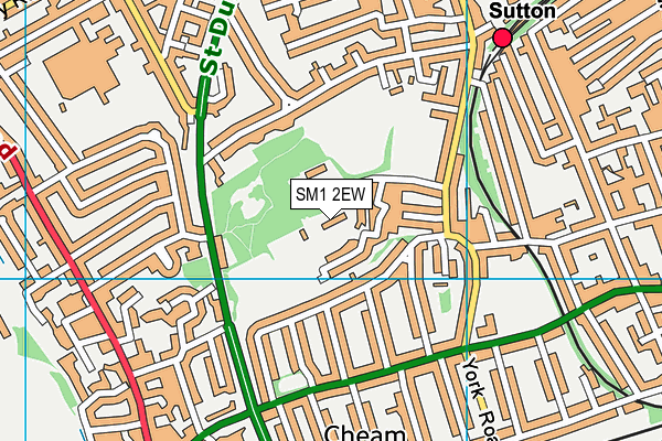 SM1 2EW map - OS VectorMap District (Ordnance Survey)