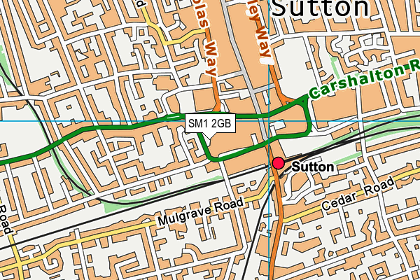 SM1 2GB map - OS VectorMap District (Ordnance Survey)