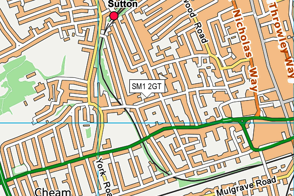 SM1 2GT map - OS VectorMap District (Ordnance Survey)