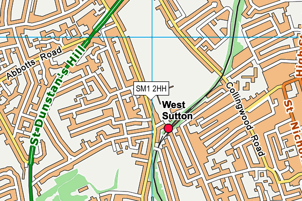 SM1 2HH map - OS VectorMap District (Ordnance Survey)