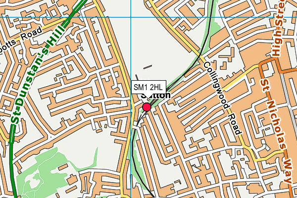 SM1 2HL map - OS VectorMap District (Ordnance Survey)