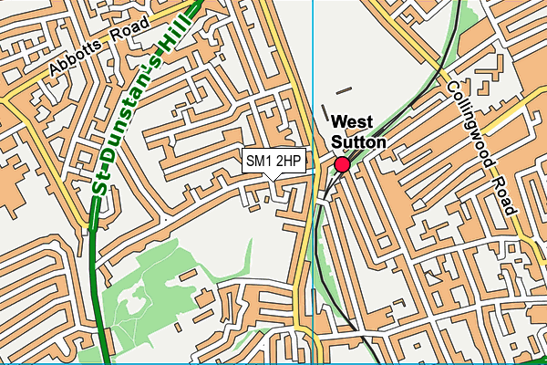 SM1 2HP map - OS VectorMap District (Ordnance Survey)