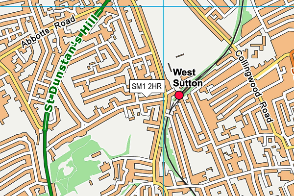 SM1 2HR map - OS VectorMap District (Ordnance Survey)