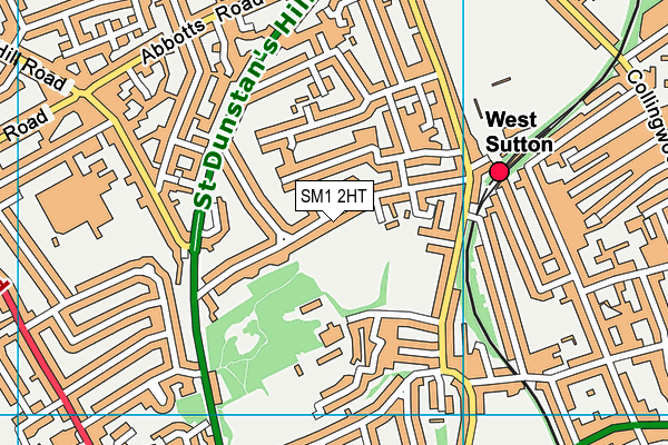 SM1 2HT map - OS VectorMap District (Ordnance Survey)