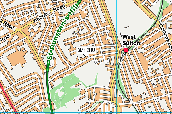 SM1 2HU map - OS VectorMap District (Ordnance Survey)