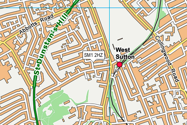 SM1 2HZ map - OS VectorMap District (Ordnance Survey)