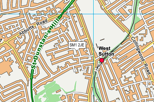 SM1 2JE map - OS VectorMap District (Ordnance Survey)