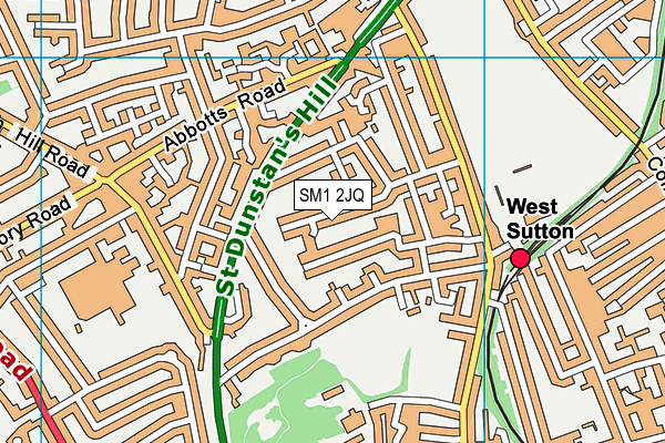 SM1 2JQ map - OS VectorMap District (Ordnance Survey)