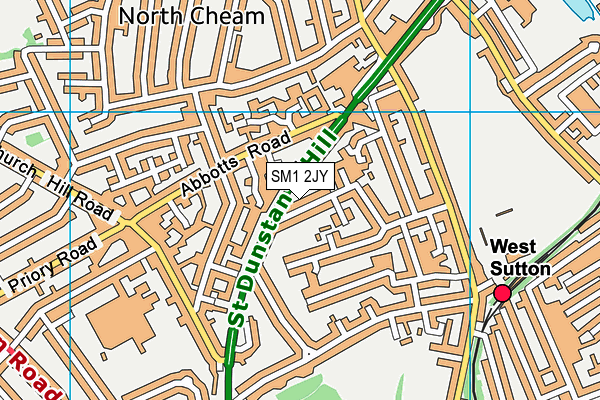 SM1 2JY map - OS VectorMap District (Ordnance Survey)