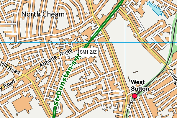 SM1 2JZ map - OS VectorMap District (Ordnance Survey)