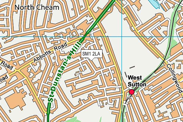 SM1 2LA map - OS VectorMap District (Ordnance Survey)