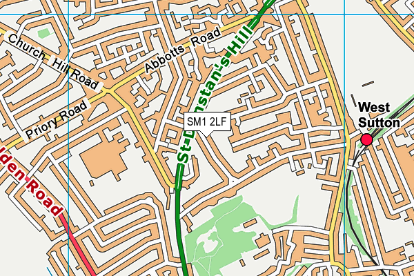 SM1 2LF map - OS VectorMap District (Ordnance Survey)