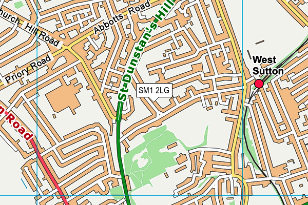 SM1 2LG map - OS VectorMap District (Ordnance Survey)