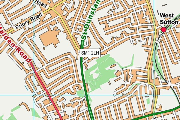 SM1 2LH map - OS VectorMap District (Ordnance Survey)