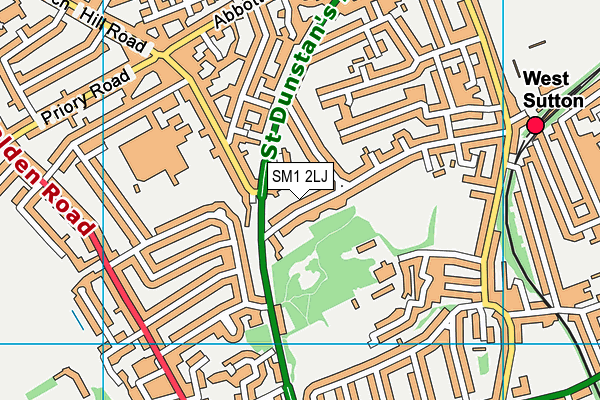 SM1 2LJ map - OS VectorMap District (Ordnance Survey)