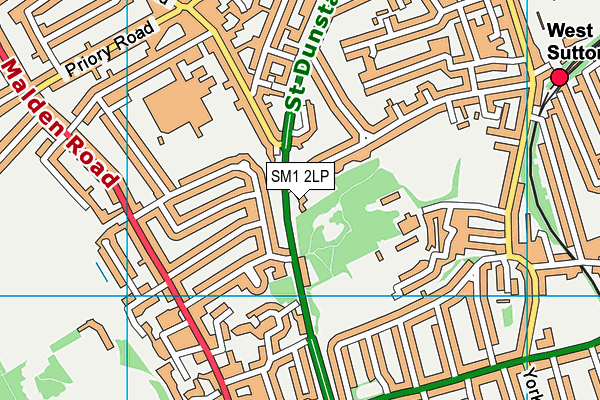 SM1 2LP map - OS VectorMap District (Ordnance Survey)