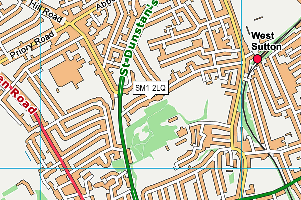 SM1 2LQ map - OS VectorMap District (Ordnance Survey)