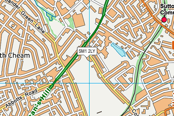 SM1 2LY map - OS VectorMap District (Ordnance Survey)