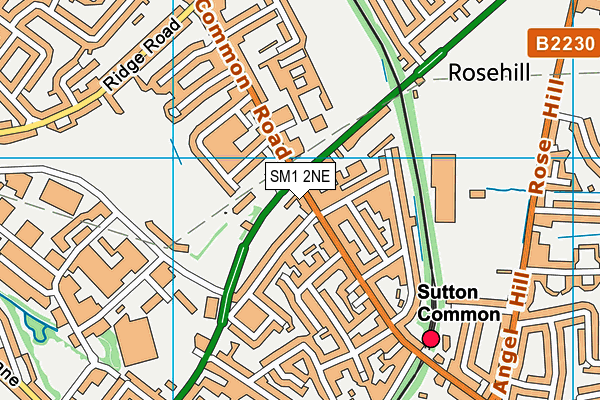 SM1 2NE map - OS VectorMap District (Ordnance Survey)