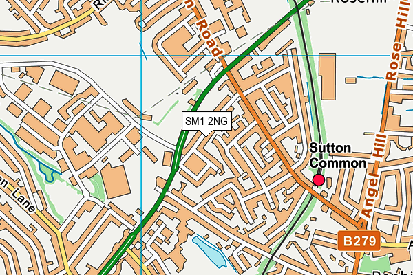 SM1 2NG map - OS VectorMap District (Ordnance Survey)