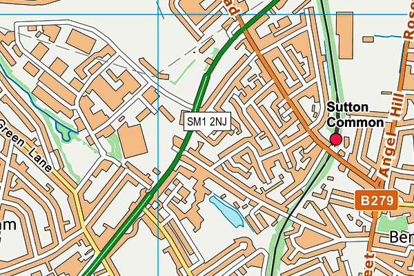 SM1 2NJ map - OS VectorMap District (Ordnance Survey)