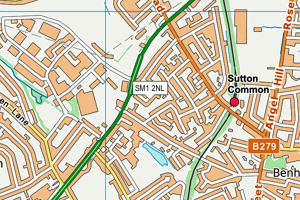 SM1 2NL map - OS VectorMap District (Ordnance Survey)