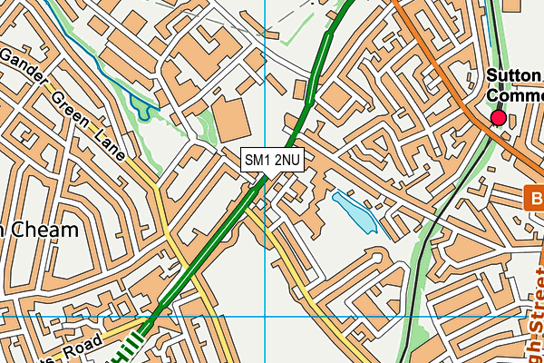 SM1 2NU map - OS VectorMap District (Ordnance Survey)