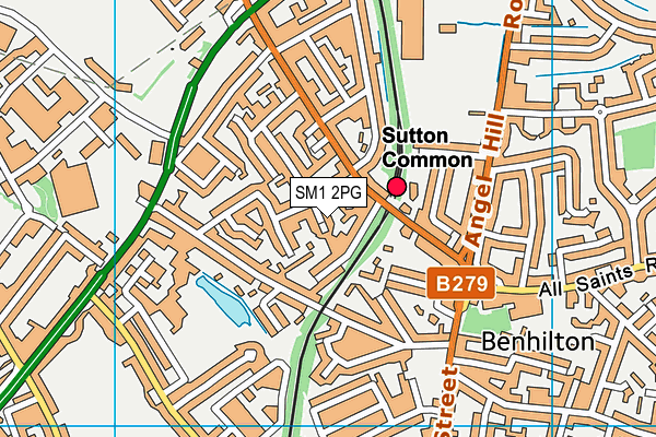 SM1 2PG map - OS VectorMap District (Ordnance Survey)