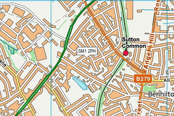 SM1 2PH map - OS VectorMap District (Ordnance Survey)